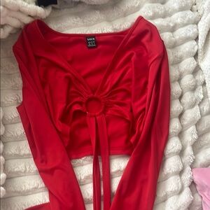 Stylish Red Long Sleeve Top
